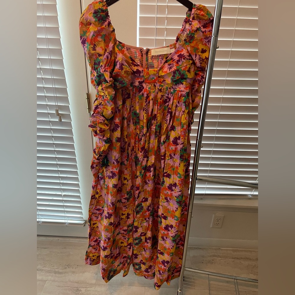Zimmermann Mustard front tie midi dress
